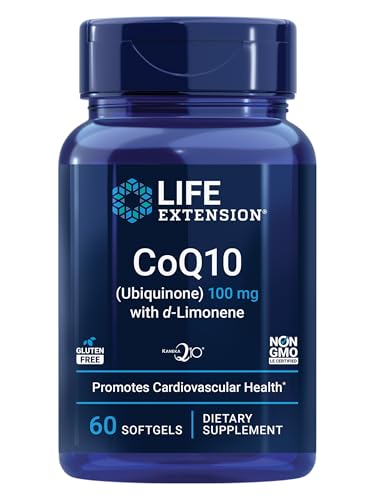 Life Extension CoQ10 (Ubiquinone) with d-Limonene Heart Health Fight General Fatigue Better Absorption Gluten-Free Non-GMO 60 Softgels