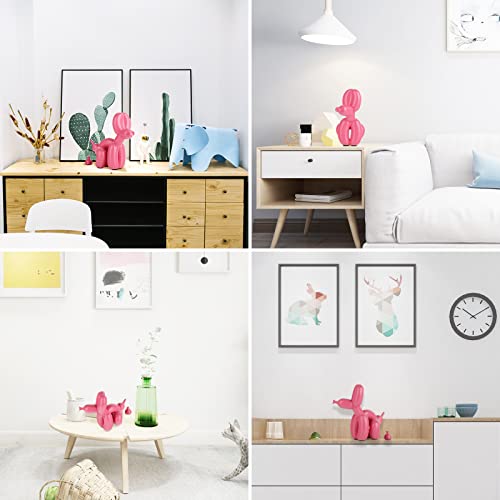 Suruim Squat Balloon Dog Statue Resin Sculpture Home Decor Modern Desk Office Home Decoration Accessories For Living Room Animal Figures (Cherry Powder,L) #TOP1