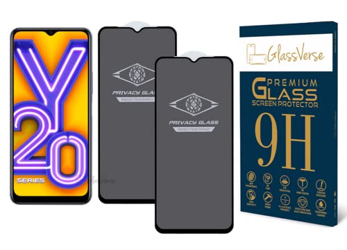 Image of Ultra Privacy Tempered Glass For Vivo Y20i (Pack Of 2) with Free Installation Kit. (In-Screen FingerPrint Lock will not work with the Privacy Guard because of it's Spy Coating)- 6.58 inch