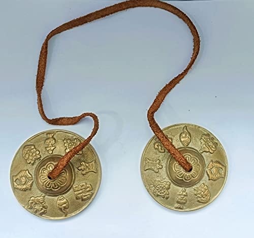 2.25" Tingsha Meditation Bell~Embossed with Tibetan Mantras by Thamelmart