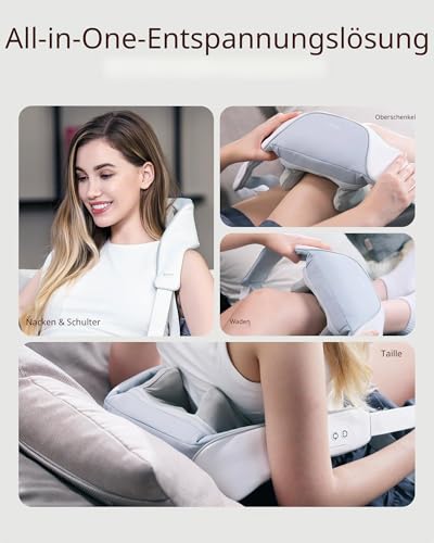 Schnurloses Shiatsu-Nacken-und Rückenmassagegerät mit Wärme, 10 Minuten x 12 Gebrauch, 3 Massagemodi und 2 Intensitätsstufen, Geschenk zum Vatertag für Vater, 3D-Kneten tiefes Gewebe, Sprachansage