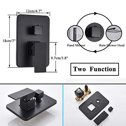 Robinet de douche mural matte noir haut de gamme avec tête de douche 8" - 2