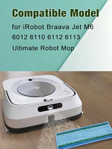 Image of Upgraded M6 Wet Mopping Pads for iRobot Braava Jet M6 Series 6012 /6110 /6112 /6113 Ultimate Robot Mops. Washable & Reusable Microfiber M6 Mop Deep Clean Pads Accessories, 8-Pack