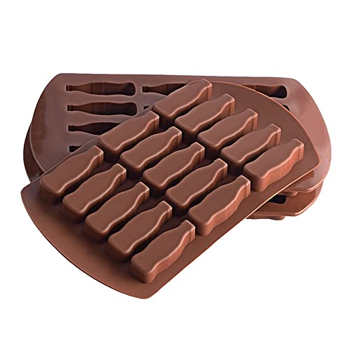 3Pcs Gummy Mold, 15 Holes Bottle Shape Brown Silicone Cake Gummy Candy Chocolate Jelly Ice Cream Cube Mold Pudding Handmade Craft Mold for Children's Party Dessert Cafe Bakery Handmade Dessert