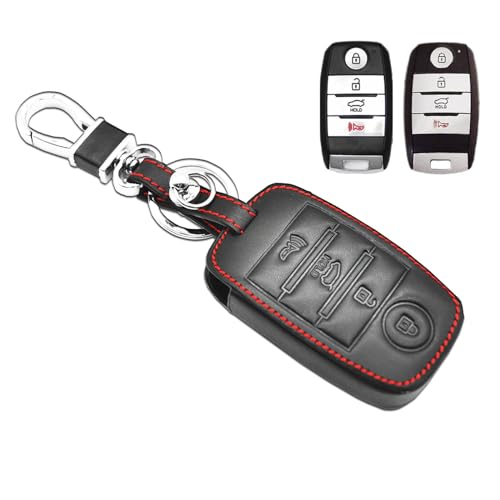 MECHCOS Compatible with Kia Forte Rio Forte Koup NIRO Optima Sorento Soul Sportage Sedona Soul EV Key Fob Cover Case Leather Smart Keyless Entry Remote Control Shell Protector Accessories