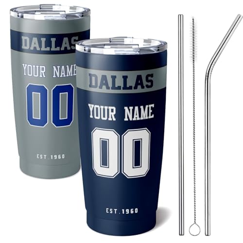 Image of ANTKING Dallas Tumbler 20 oz Travel Coffee Cup Custom Name Number for Men Women Boy Gifts