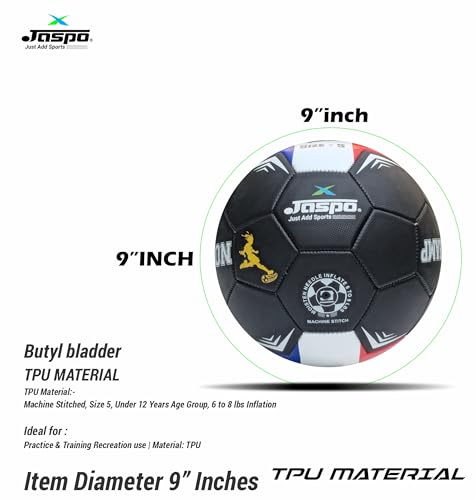 jaspo Soccer Champ Football, Tpu Material, Machine Stitched, Size 5, Under 12 Years Age Group, 6 To 8 Lbs Inflation (Football+Pump, France) black 2 41DOTkMgKpL