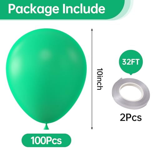 Image of KALOR 10 Inch Light Green Balloons, 100 Pcs Latex Helium Balloons for Kid's Birthday Party Baby Shower Wedding Graduation Graduation Party Decorations