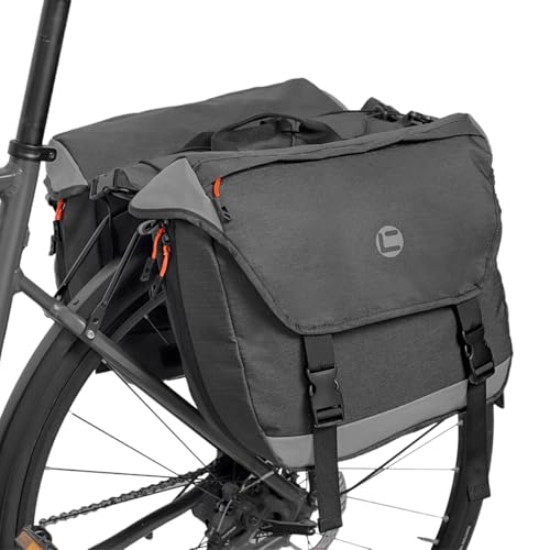 Bike Panniers, Waterproof Panniers Bike Bags for Rear Rack 25L-35L Expandable – Large Bicycle Saddle Bag with Reflective Strips