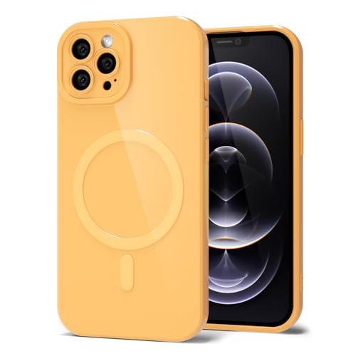 Coque iPhone 12 Pro silicone magnétique jaune Svanove antichoc et mince