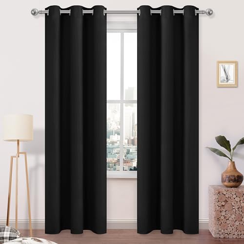 Image of DWCN Blackout Curtains for Bedroom Living Room 42 x 84 Inch 2 Panels Black