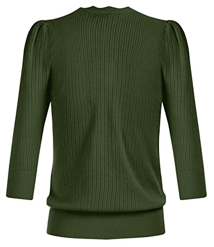 Women Lightweight Knitted Sweater Coat Short Sleeve Hollow Out Knitwear Open Front Cardigan Olive Green S #TOP3