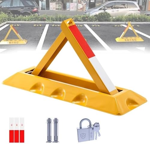 Poste de barrera de aparcamiento plegable con tiras reflectantes, bloqueador manual estable para uso privado, 60 cm, robusto tope de estacionamiento y bloqueo, ideal para entradas y estacionamientos