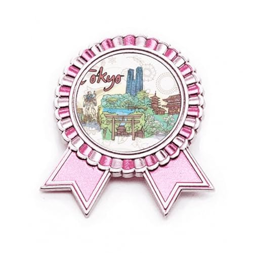 Broche Tokyo Yard peinte à la main en métal rose pour personnaliser une veste