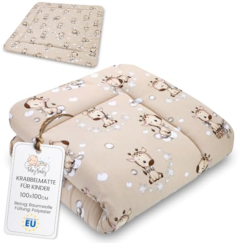 Alfombra bebe acolchada plegable 100x100cm - manta de juego para bebes colchoneta suelo infantiles o tapete infantil habitacion para niños y niñas 100 cm Jirafas