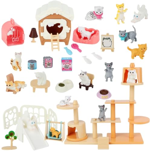 Beupy 40 Pack Cat Figurines Realistic Cat Figures Playset Cat Toys for Kids
