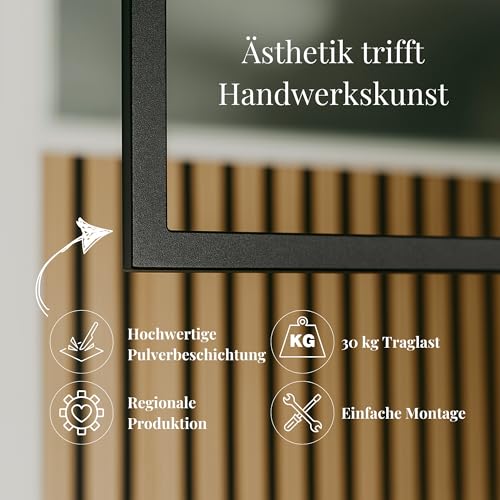 Homemetall Kleiderstange Deckenmontage schwarz aus Metall - Garderobenstange Deckenmontage 30 kg Traglast - in Handarbeit hergestellt & pulverbeschichtet - Hängende Kleiderstange B60cm x H60cm