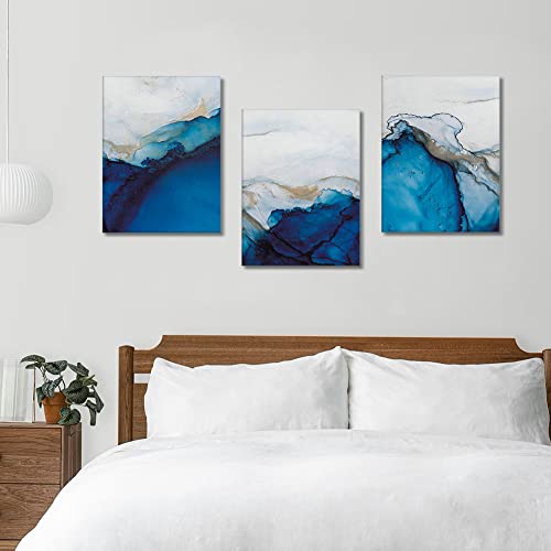 Artscope-Stampe-e-Quadri-su-Tela-3-pz-Marmo-Blu-e-Bianco-Immagine-Fotografia-Murale-Tela-Wall-Art-Bel-Regalo-per-Home-Decor-Ristorante-Cucina-Regalo-di-Anniversario-Compleanno-30x40CM