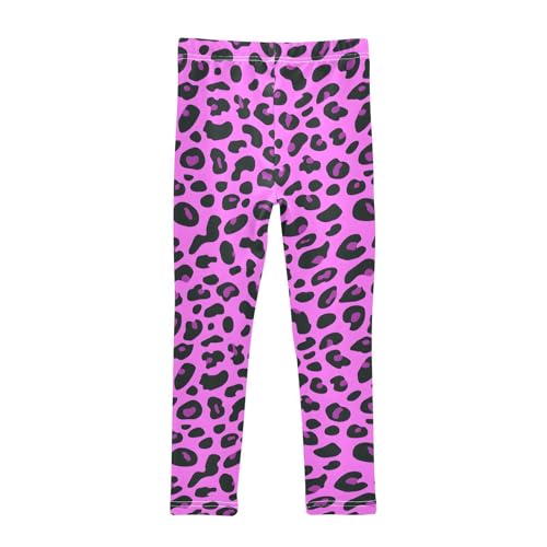 Pink Leopard Print Girls Leggings Ultra Soft Compression Yoga Gym Pants for Kids 4-10T2