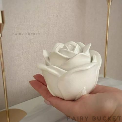 Image of Aesthetic Soy Wax Blend Candles | Reusable Concrete Flower Jar with Lid | Pack of 1 Vanilla & Rose Scents | 12+Hours Burn Time | Ideal Home Decor for Bedroom & Office