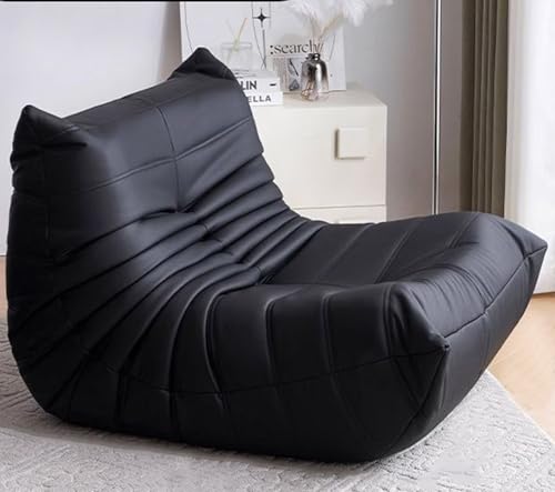 XUXIAO Bodenstuhl mit Rückenlehne, gepolsterter Bodenstuhl, Sillón reclinable, puf, sillón de Lectura para el hogar o la Oficina, para Sala de Estar, Dormitorio, salón, Oficina Black
