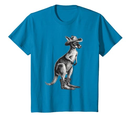 Country Cowboy Kangaroo Rodeo Cowgirl Western Australia T-Shirt, Youth, Sapphire Blue, 3T