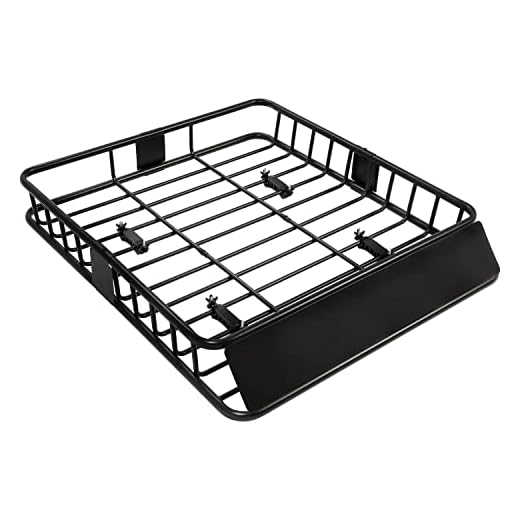 7BLACKSMITHS Black Roof Rack Cargo Basket Carrier Rack with 64" x 39" x 6'' Universal Extension Car Top Luggage Holder SUV Truck Cars