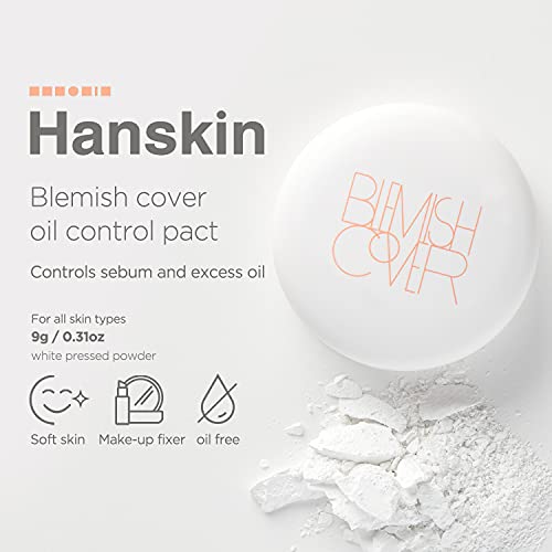 Hanskin Blemish Cover Oil Control Pact, Facial Oil Control Powder Absorbs Sebum, Travel Size Oil Control Mineral Makeup Powder Pact With Soft And Matte Skin Finish With Sebum Control And Removes Oil #TOP1