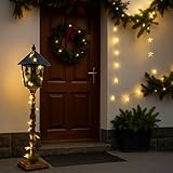 abc HOME | Laterne Weihnachten | LEDs | Batteriebetrieben | Groß | 76 cm H (Braun, 76 cm)