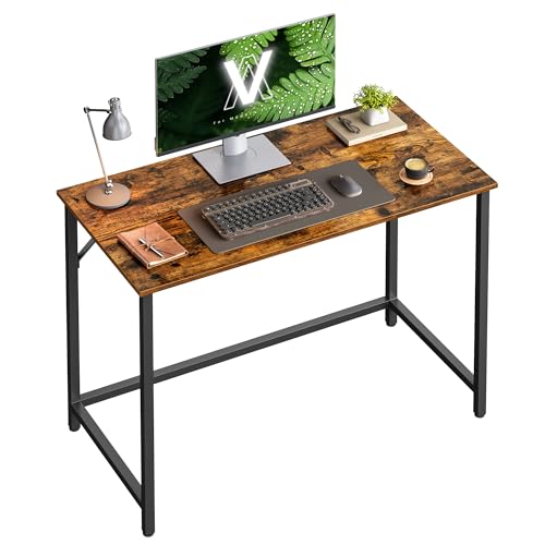 VASAGLE Computer Desk, Writing Desk, Small Office Table, 50 x 100 x 75 cm, Study, Home Office, Simple Assembly, Steel, Industrial Design, Rustic Brown and Black LWD41X