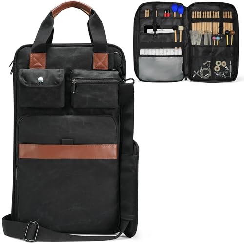 Amazing Fair Drumstick Bag, Heavy-Duty Waxed Canvas Drum Stick Bag – Large Capacity Drumstick Holder with Reinforced Strap for Drummers, Percussion Accessories & Gig