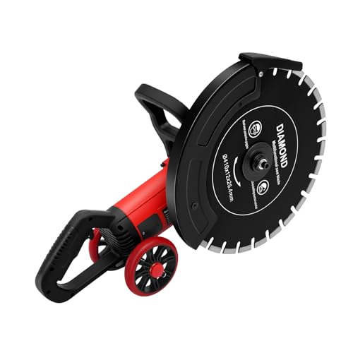 Scie à béton électrique 410 mm 4000 W Moteur en cuivre pur 3000 tr/min Profondeur de coupe maximale Pompe à eau et rouleaux auxiliaires sans poussière autobloquante pour pierre, brique, béton, noir