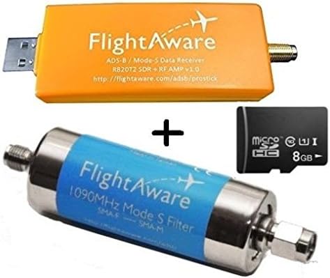 PiAware MicroSD +Pro Stick USB ADS-B Receiver + 1090MHz Band-Pass Filter frm FlightAware - Track Planes Live Near You!