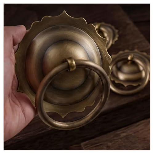 Aldaba de puerta de latón de 6 cm y pomo vintage en forma de flor para armarios 5