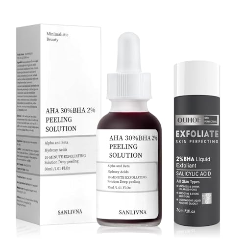 Solución Exfoliante,30% AHA + 2% BHA,Sérum Exfoliante 30ml,Peeling Solution ácido Salicílico Líquido 30ml,Peeling Químico Facial-Limpia los Poros, Mejora la Textura y Unifica el Tono de la Piel