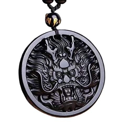Collier en obsidienne noire et pendentif dragon, cadeau pour les amoureux