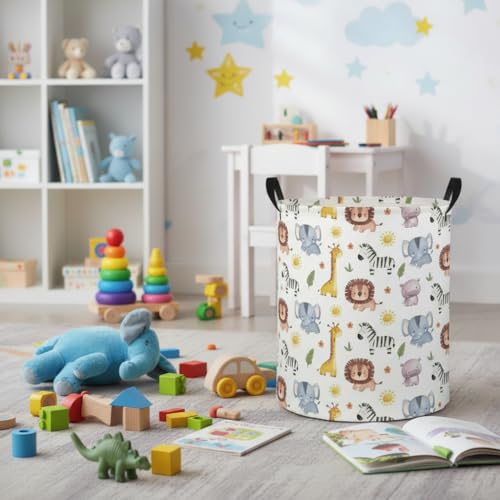 Image of Baby Laundry Hamper kids laundry Basket Waterproof Laundry Bag for Bedroom Clothes Organizer Room Decor(Animal)