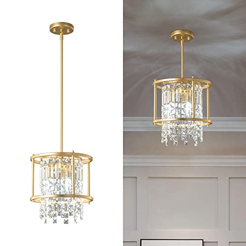 Lustre pour cuisine et salle à manger avec suspension en cristal doré chic