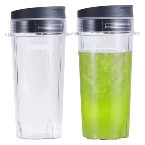 2 piezas vasos con tapas planas de 16 oz para licuadora miniatura 5