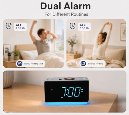 iTOMA Alarm Clock Radio with Bluetooth Speaker, FM Radio and Dual Alarm - Image 2