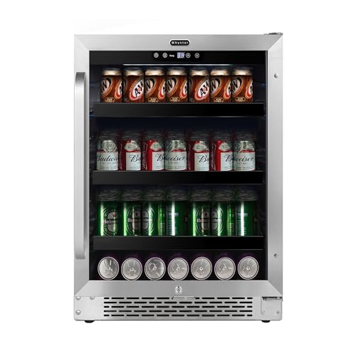 Whynter 180 BBR-148SB Built-in 182 Can Undercounter Beverage Refrigerator with Reversible Door, Digital Control and Lock, 5.1 Cubic Feet, Stainless Steel
