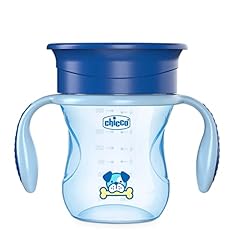 Chicco Perfect Cup Primo Bicchiere per Bambini 200 ml, 1 Tazza Biberon 12+ Mesi per Imparare a Bere, con Membrana in Silicone a 360° e Manici Rimovibili, senza BPA - Azzurra o Blu
