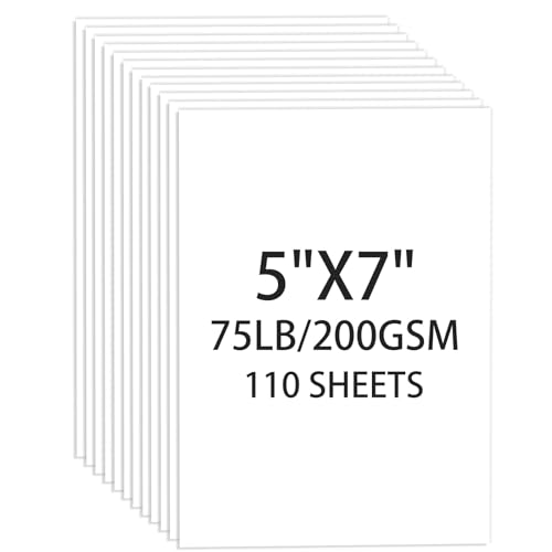Cardstock 5x7 110 Sheets White Card Stock 5x7 Cardstock Paper 75lb/ 200gsm Heavyweight Blank Cards for Printer DIY Wedding Invitations Thankyou Cards Postcards
