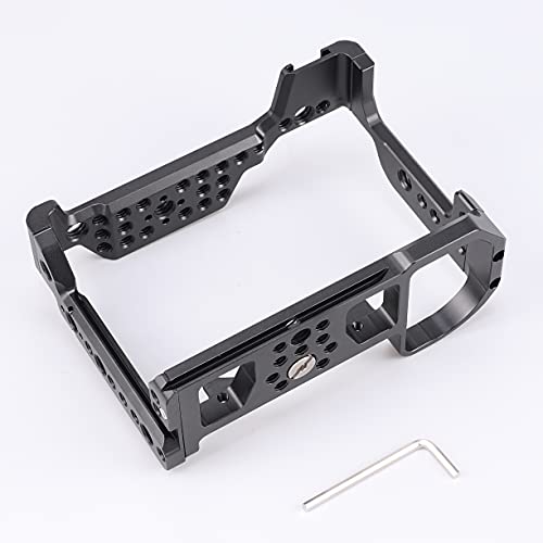 Image of Z5 Z6 Z7 Cage, Hersmay Camera Cage with Top Handle for Nikon Z5 / Z6 / Z7 / Z6II / Z7II Mirrorless Camera with Cold Shoe,ARRI Handle Locating Holes,Multiple 1 /4 inch 3 /8 inch Screw Holes