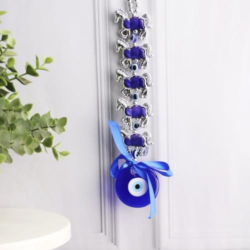 Image of 5 Horse Evil Eye Wall Hanging Decoration for Positive Energy & Protection | Aesthetic Home Decor | Nazar Battu for Home Entrance & Car Dashboard Decor | Ideal for Spiritual Gifting & Wall Decor