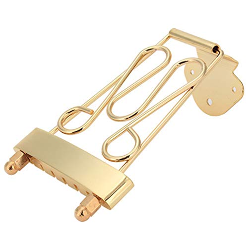 Artibetter 6 String Guitar Trapeze Tailpiece Bridge For Jazz Archtop Guitar-Golden #TOP12
