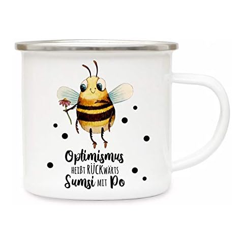 ilka parey wandtattoo-welt Emaillebecher Becher Tasse Camping Biene Sumsi Spruch Optimismus rückwärts. Kaffeetasse Geschenk Spruchbecher eb340 Cover