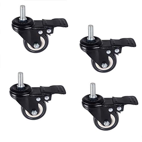 Roulettes pivotantes de 2 pouces pour support de rangement et chariot avec freins M8 M10 M12