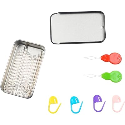 Eketirry 40/80PCS Large Eye Sewing Needles, 8 Sizes Hand Sewing Sharp Needles, Embroidery Needle, Leather Needle,Stainless Steel Yarn Needles with Threaders & Stitch Markers (Black 80pcs)