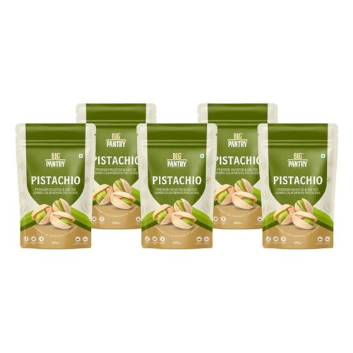 Image of Big Pantry Premium Roasted & Salted Jumbo Californian Pistachios 200g | Rich In Protein & Dietary Fibre | Natural Premium Pista Dry Fruits with Shelled Nuts | Pack of 5